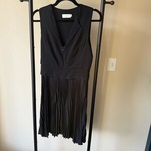 A.L.C. Black pleated Sleeveless Midi Dress silk